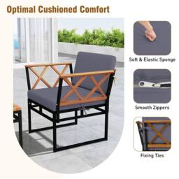 Gymax 7PCS Sectional Garden Sofa Conversation Set With Coffee Tables Cushion in Brown - thumbnail 5