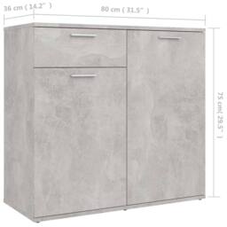 Berkfield Home Sideboard Concrete Grey 80x36x75 cm Engineered Wood - Size: 80 x 36 x 75 cm - thumbnail 9