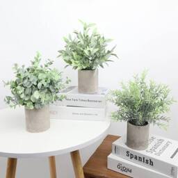SPETLEK Set of 3 Artificial Potted Plants Bohemian Style in Green - thumbnail 3