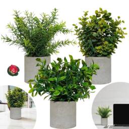 SPETLEK Set of 3 Artificial Potted Plants Bohemian Style in Green - thumbnail 1