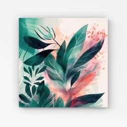Warren Reed - Designer Green Feather leaves Tropical Canvas - Size: w10 inch x h10 inch - thumbnail 1