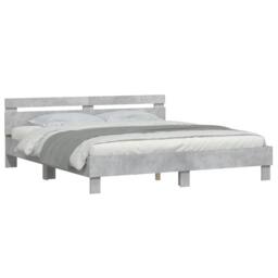 Berkfield Home Bed Frame without Mattress Concrete Grey 200x200 cm - thumbnail 3