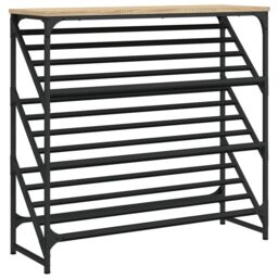Berkfield Home Shoe Rack Sonoma Oak 90x30x85 cm Engineered Wood in Brown - Size: 90 x 30 x 85 cm - thumbnail 2