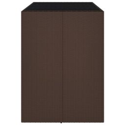 Berkfield Home Bar Table with Glass Top Brown 145x80x110 cm Poly Rattan - Size: 145 x 80 x 110 cm - thumbnail 4