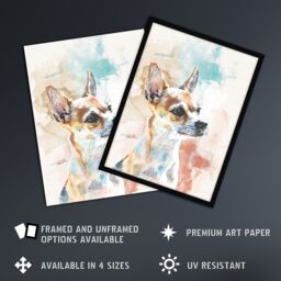"Artery8 Chihuahua Dog Lover Light Watercolour Portrait Framed Art Print - Size: W12"" x H16""" - thumbnail 2