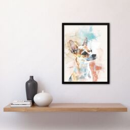"Artery8 Chihuahua Dog Lover Light Watercolour Portrait Framed Art Print - Size: W12"" x H16""" - thumbnail 4