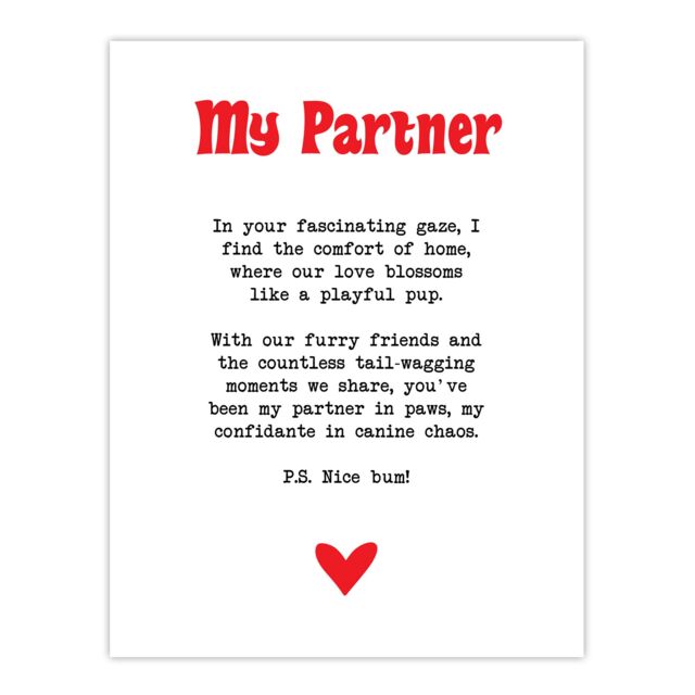 "Artery8 Love Poem Dog Lover Partner Romantic Poetry Fun Wall Art Print in White - Size: W18"" x H24""" - image 1