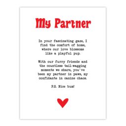 "Artery8 Love Poem Dog Lover Partner Romantic Poetry Fun Wall Art Print in White - Size: W18"" x H24""" - thumbnail 1
