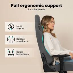 VOGREX Reclining Ergonomic Executive Office Chair Spring Foam Cushion in Grey - thumbnail 6