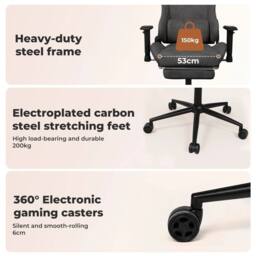 VOGREX Reclining Ergonomic Executive Office Chair Spring Foam Cushion in Grey - thumbnail 5