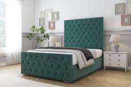 "Sloomy Watson Plush Bed Frame With 50"" Upholstered Headboard in Emerald - Size: Single" - thumbnail 2