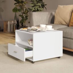 Berkfield Home Coffee Table White 55x55x40 cm Engineered Wood - Size: 55 x 55 x 40 cm - thumbnail 3