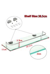 Living and Home 38cm Shelf Tempered Glass 6MM Thick Storage Organizer Wall Mounted Bathroom Shelf in Silver - thumbnail 2