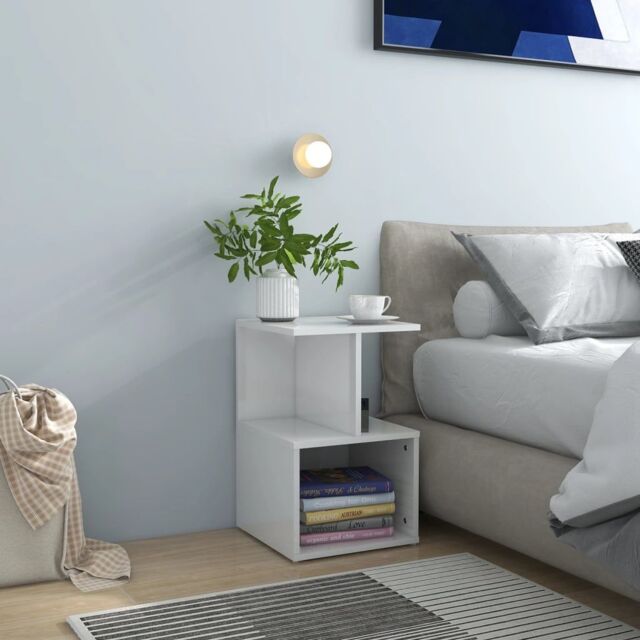 Berkfield Home Bedside Cabinet High Gloss White 35x35x55 cm Engineered Wood - Size: 35 x 35 x 55 cm - image 1
