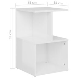 Berkfield Home Bedside Cabinet High Gloss White 35x35x55 cm Engineered Wood - Size: 35 x 35 x 55 cm - thumbnail 6