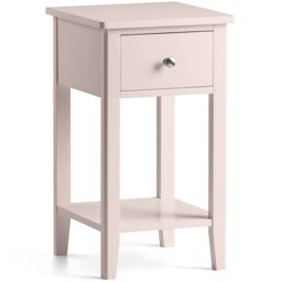 Christow Pink Bedside Table Slim Bedroom Nightstand Cabinet Unit 1 Drawer Storage Shelf - thumbnail 2