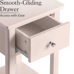 Christow Pink Bedside Table Slim Bedroom Nightstand Cabinet Unit 1 Drawer Storage Shelf - thumbnail 4