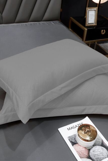 Ezysleep 100% Egyptian Cotton Grey Oxford Pillowcase Set - Size: Standard Pillow Case - image 1