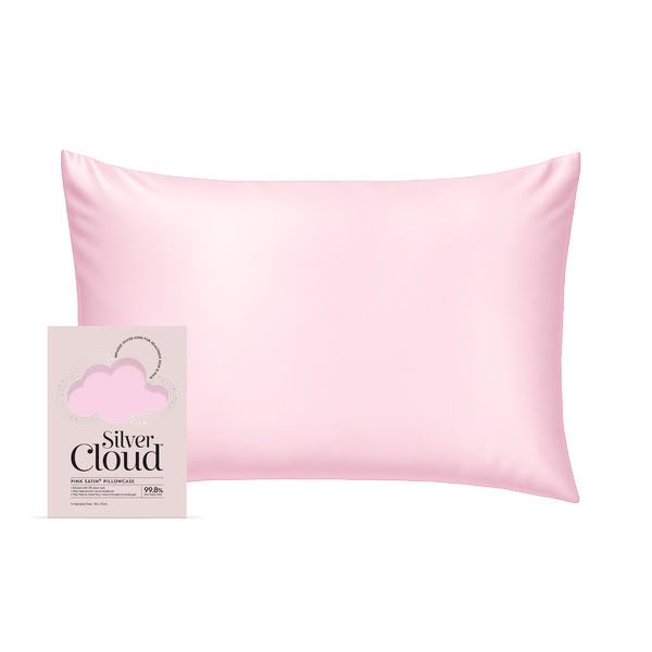 Silver Cloud Women's Silver Ion Infused Satin Pillowcase Pink in Baby Pink - image 1