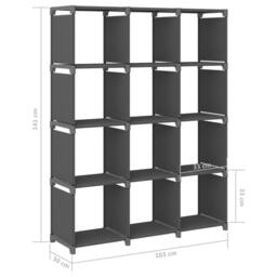 Berkfield Home Modern 12-Cube Display Shelf Grey 103x30x141 cm Fabric - Size: 103 x 30 x 141 cm - thumbnail 8