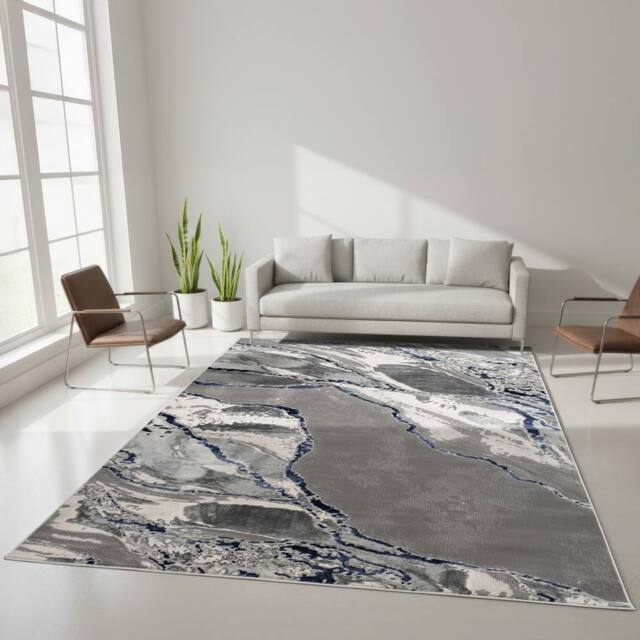 Smart Living Parma Modern Carved Rug - Soft Luxury for Living & Bedroom in Blue - Size: 60 cm x 220 cm - image 1