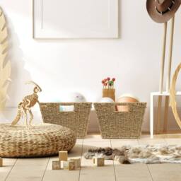 EONLION 2 X Large Seagrass Shelf Storage Hamper Basket in Brown - Size: 500mm - thumbnail 5