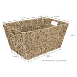 EONLION 2 X Large Seagrass Shelf Storage Hamper Basket in Brown - Size: 500mm - thumbnail 2