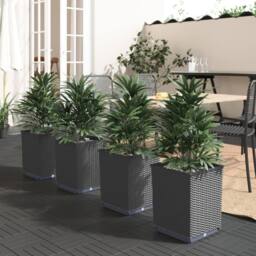 Berkfield Home Planters 4 pcs Black 30x30x37 cm Polypropylene - Size: 30 x 30 x 37 cm - thumbnail 2