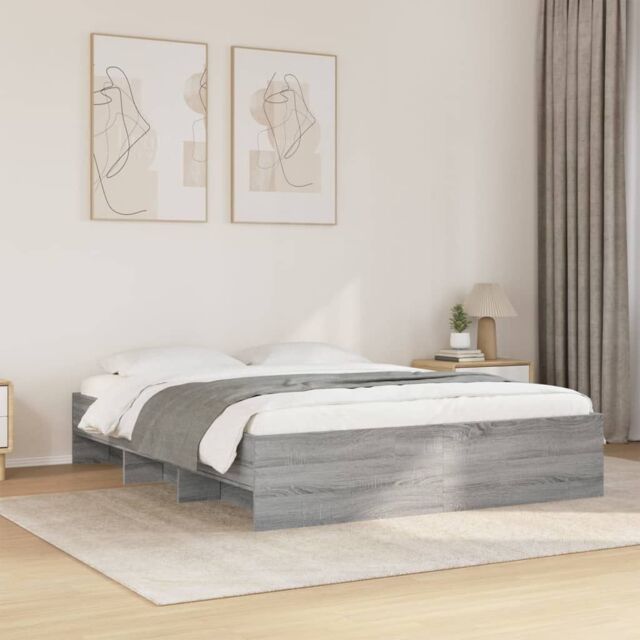 Berkfield Home Bed Frame without Mattress Grey Sonoma 150x200 cm King Size Engineered Wood - image 1