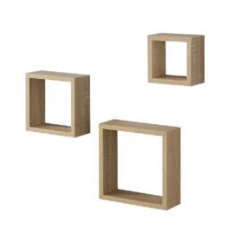 Kelvenix oak Wall Floating Cube Box Shelf Set in Light Oak - Size: 0.6m2 - thumbnail 1