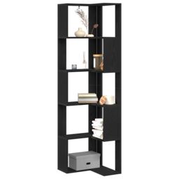 Berkfield Home Corner Bookcase - 5 Shelves, Black Oak, 50x50x179 cm, Made from Engineered Wood - Size: 50 x 50 x 179 cm - thumbnail 3