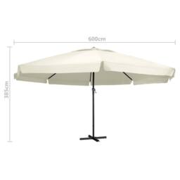 Berkfield Home Outdoor Parasol with Aluminium Pole 600 cm Sand White - thumbnail 5