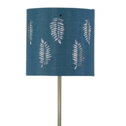 First Choice Lighting Set of 2 Antique Brass Stick Table Lamps with Teal Fern Cut Out Shades in Bronze - thumbnail 5