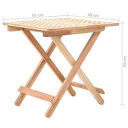 Berkfield Home Foldable Side Table Solid Walnut Wood 50x50x49 cm in Beige - Size: 50 x 50 x 49 cm - thumbnail 6