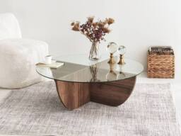 Vente-unique Tempered Glass Coffee Table - Natural & Clear - AYSUN - thumbnail 8