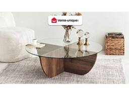Vente-unique Tempered Glass Coffee Table - Natural & Clear - AYSUN - thumbnail 4