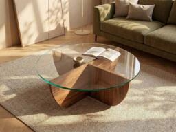 Vente-unique Tempered Glass Coffee Table - Natural & Clear - AYSUN - thumbnail 3