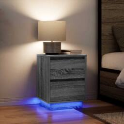 Berkfield Home Bedside Cabinets with LED Lights¬†2 pcs Grey Sonoma 38x34x50 cm - Size: 38 x 34 x 50 cm - thumbnail 2
