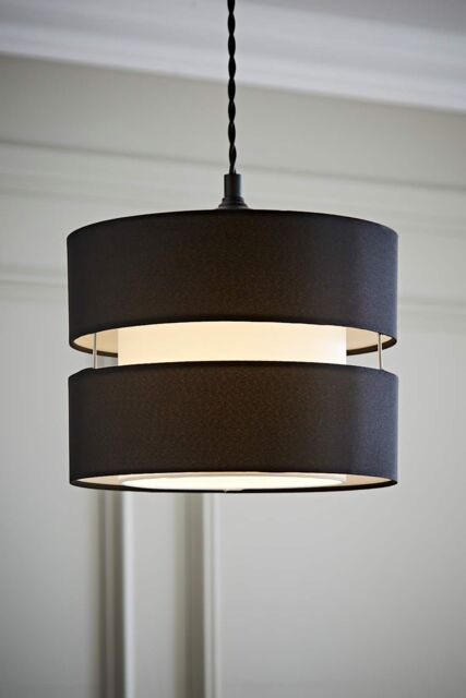 ValueLights Sophia Small 26cm Drum Easy Fit Ceiling Pendant Light Lamp Shade in Black - Size: 10 inches - image 1
