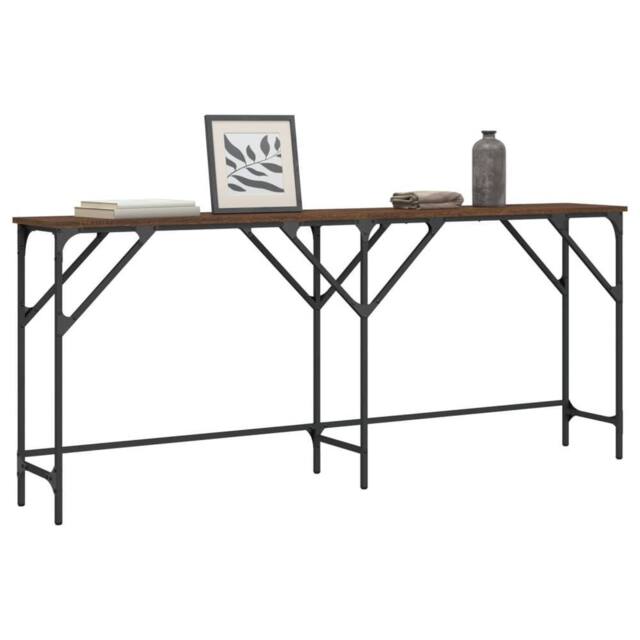 Berkfield Home Console Table Brown Oak 180x29x75 cm Engineered Wood - Size: 180 x 29 x 75 cm