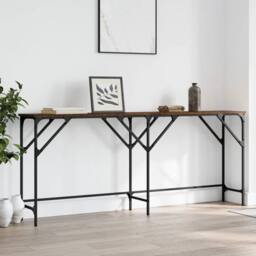 Berkfield Home Console Table Brown Oak 180x29x75 cm Engineered Wood - Size: 180 x 29 x 75 cm - thumbnail 3