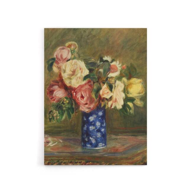 "Artery8 Bouquet of Roses Renoir Vintage Canvas Wall Art in Brown - Size: W18"" x H24""" - image 1