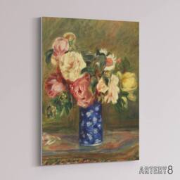 "Artery8 Bouquet of Roses Renoir Vintage Canvas Wall Art in Brown - Size: W18"" x H24""" - thumbnail 2