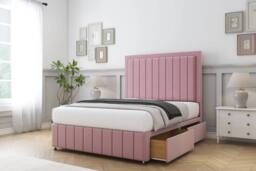 "Sloomy Pemberton Plush Divan Base 2 Drawers-54"" Headboard & 12"" Footboard in Pink - Size: Single" - thumbnail 4