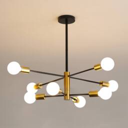 COMELY Pendant Ceiling Lights, 8 Lights Industrial Chandelier E27, Black Gold