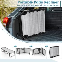 Costway Oversize Folding Chaise Lounge Portable Patio Sun Lounger in Grey - thumbnail 8