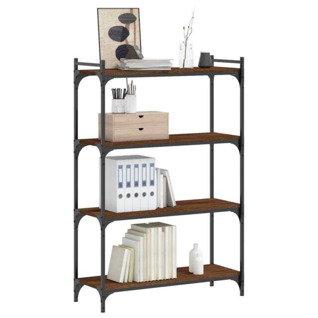 Berkfield Home Decorative Bookcase 4-Tier Brown Oak 80x30x120 cm Engineered Wood - Size: 80 x 30 x 120 cm - image 1