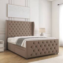 "BSSPOKE Anna Divan Bed Plush Velvet 54"" Headboard & No Mattress No Drawers in Bronze - Size: Single" - thumbnail 2