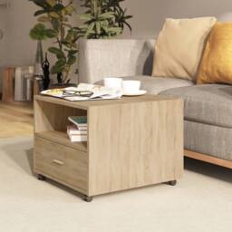 Berkfield Home Coffee Table Sonoma Oak 55x55x40 cm Engineered Wood in Brown - Size: 55 x 55 x 40 cm - thumbnail 2