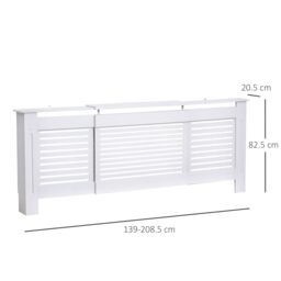 HOMCOM Extendable Radiator Cover Cabinet Slatted Design MDF White Home Office - thumbnail 3